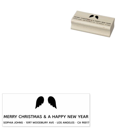 Moderne minimale engel Wings. Kerstadres. Rubberstempel (Gestempeld)