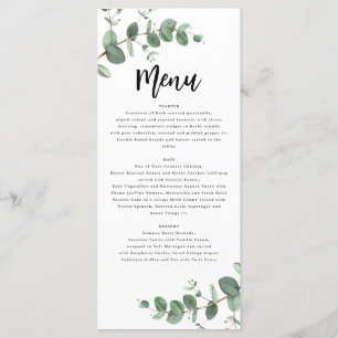 Moderne minimale eucalyptus eenvoudige elegante br menu