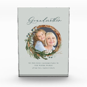 Moderne minimale eucalyptuspootfotogrootmoeder fotoblokken