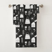 Moderne minimale feestelijke Scandi Black en White Bad Handdoek (Insitu)