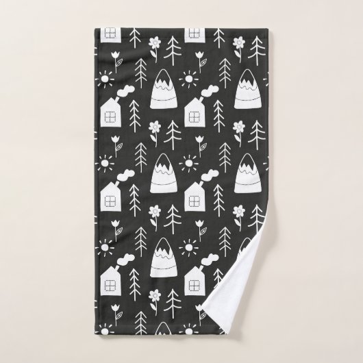 Moderne minimale feestelijke Scandi Black en White Bad Handdoek (Handdoek)