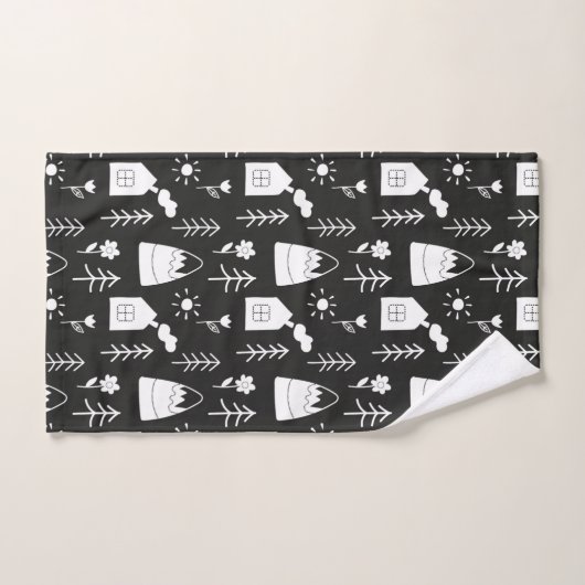 Moderne minimale feestelijke Scandi Black en White Bad Handdoek (Handdoek)