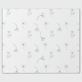Moderne, minimale Floral Pattern Black & White Cadeaupapier (Vlak)