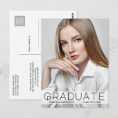 Moderne minimale foto Afstuderen aankondiging Briefkaart (Voorkant / Achterkant)