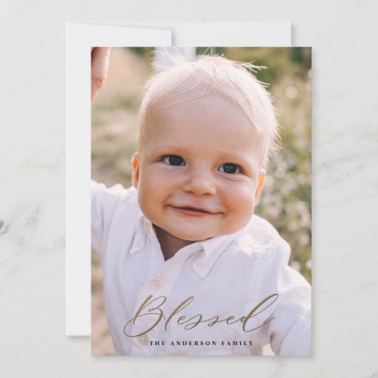 Moderne, minimale foto gezegend met kerstreces feestdagenkaart (Voorkant)