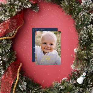 Moderne minimale foto Kerst elegante script Foi Folie Feestdagen Briefkaart