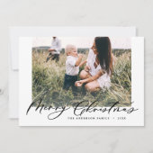Moderne, minimale foto-kerstelegant chic script feestdagenkaart (Voorkant)
