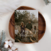 Moderne, minimale foto-kerstelegant script feestdagenkaart