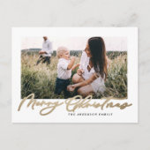 Moderne, minimale foto Kerstelegant script Holi Feestdagenkaart (Voorkant)