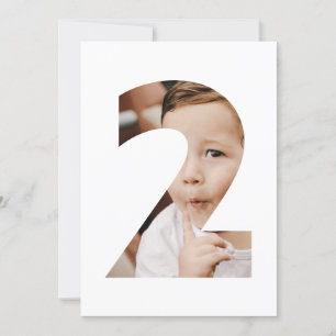 Moderne minimale foto nummer twee tweede verjaarda kaart