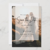 Moderne minimale foto overlay bruiloft Save the Da Kaart (Voorkant)