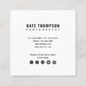Moderne minimale foto-QR-code sociale media Vierkante Visitekaartje (Achterkant)