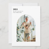 Moderne minimale fotoboog Gelukkige Kerstmis Kaart (Voorkant)