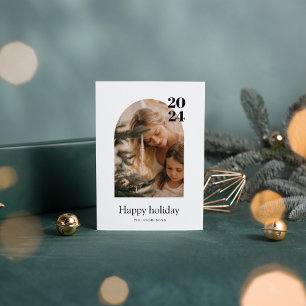 Moderne minimale fotoboog Vrolijk Kerstfeest Kaart