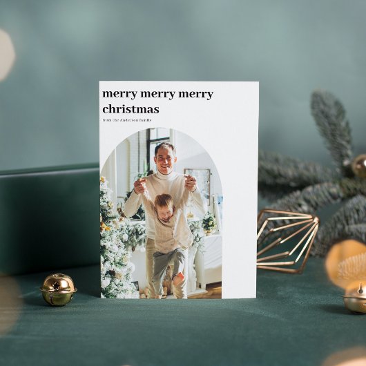 Moderne minimale fotoboog Vrolijk Kerstfeest Kaart