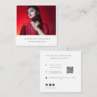 Moderne minimale fotograaf foto QR-code Vierkante Visitekaartje