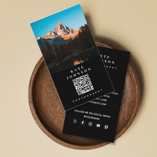 Moderne minimale fotograaf QR-code Sociale media Visitekaartje