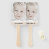 Moderne, minimale foto's en geperonaliseerde tekst handwaaier (Voorkant en achterkant)