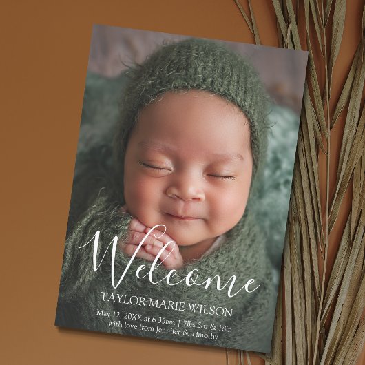 Moderne minimale geboorteaankondiging van Baby Aankondiging