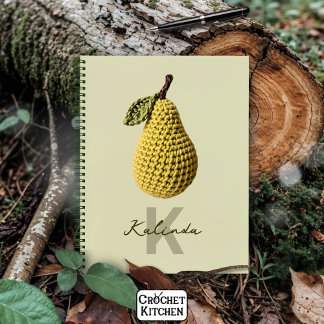 Moderne Minimale Gele Haak Pear Monogram Naam Notitieboek