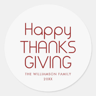 Moderne Minimale Gelukkige Thanksgiving Familie Na Ronde Sticker