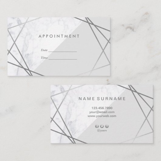 Moderne minimale geometrische marmer en grijze afs visitekaartje (Voorkant / Achterkant)