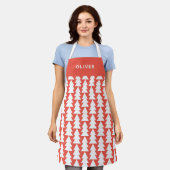 Moderne minimale geometrische rode Kerstmis afbeel Schort (Gedragen)