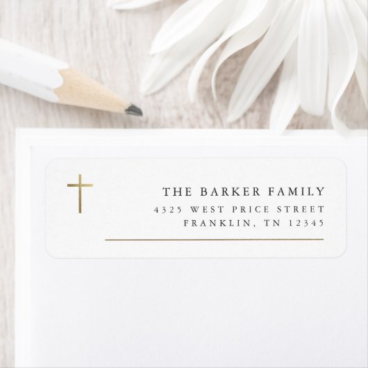 Moderne minimale Gold Cross-Baptism Return Etiket (Insitu)