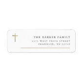 Moderne minimale Gold Cross-Baptism Return Etiket (Voorkant)