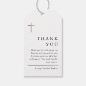 Moderne, minimale Gold Cross-Baptisme Hartelijk da Cadeaulabel (Voorkant)