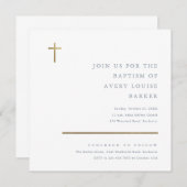 Moderne, minimale Gold Cross-Baptisme Kaart (Voorkant / Achterkant)
