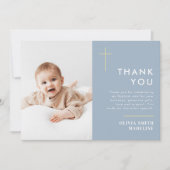 Moderne, minimale Gold Cross Photo Baptisme Bedankkaart (Voorkant)