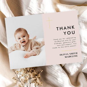 Moderne, minimale Gold Cross Photo Baptisme Bedankkaart