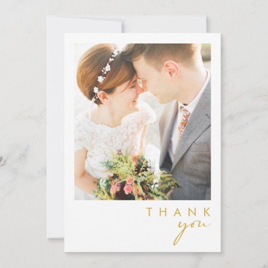 Moderne, minimale Gold Flat-fotokaart - Hartelijk Bedankkaart (Voorkant)