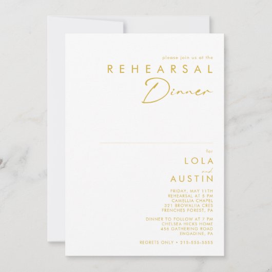 Moderne, minimale Gold Font repesal Dinner Kaart (Voorkant)