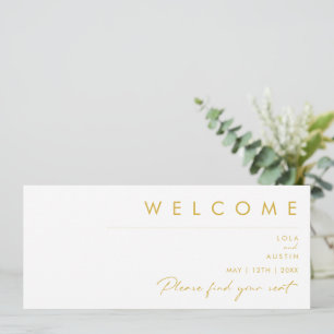 Moderne, minimale Gold Font Seating Chart Header