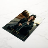 Moderne minimale Gold Lijst Border Afstuderen Folie Uitnodiging (Gedraaid)