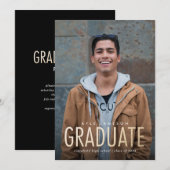 Moderne, minimale Gold Photo Afstuderen Invitati Kaart (Voorkant / Achterkant)