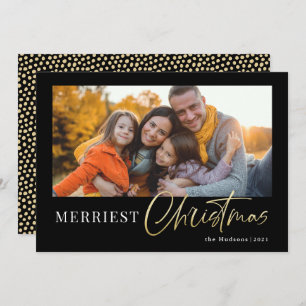 Moderne, minimale Gold Script Calligraphy Photo Ho Feestdagenkaart