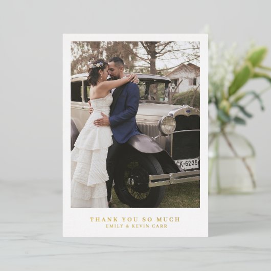 Moderne, minimale gouden bruiloft Hartelijk dank Folie Uitnodiging (Staand Voorkant)