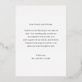 Moderne, minimale gouden bruiloft Hartelijk dank Folie Uitnodiging (Achterkant)