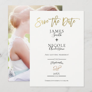 Moderne Minimale Gouden Folie Volledige Foto Save  Kaart