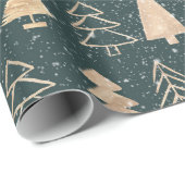 Moderne, minimale gouden kerstbomen cadeaupapier (Rol Hoek)