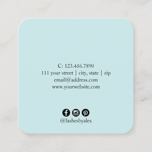 Moderne minimale gouden rozen gouden wimpers vierkante visitekaartje (Achterkant)