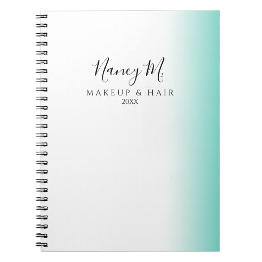 Moderne minimale gradiënt witte make-up & haar notitieboek (Voorkant)