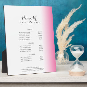 Moderne minimale gradiëntroze witte make-up & haar fotoplaat