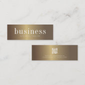 Moderne Minimale grafische Faux Gold QR-code Mini Visitekaartje (Voorkant / Achterkant)