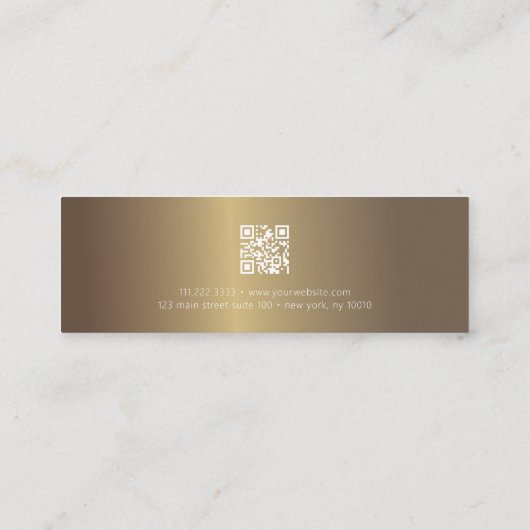 Moderne Minimale grafische Faux Gold QR-code Mini Visitekaartje (Achterkant)