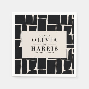 Moderne minimale grafische zwart-wit feestgunst servet