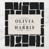 Moderne minimale grafische zwart-wit feestgunst wijn etiket (Enkel label)